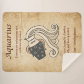 Aquarius Zodiac Sign with Affirmations シェルパブランケット (正面(横))
