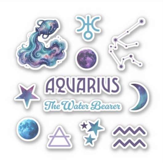 Aquarius Zodiac Sticker Collection シール (正面)