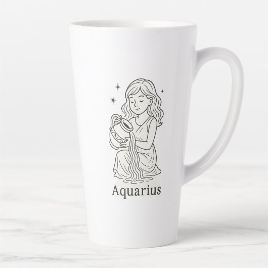 Aquarius Zodiac Woman  カフェラテマグ (右)