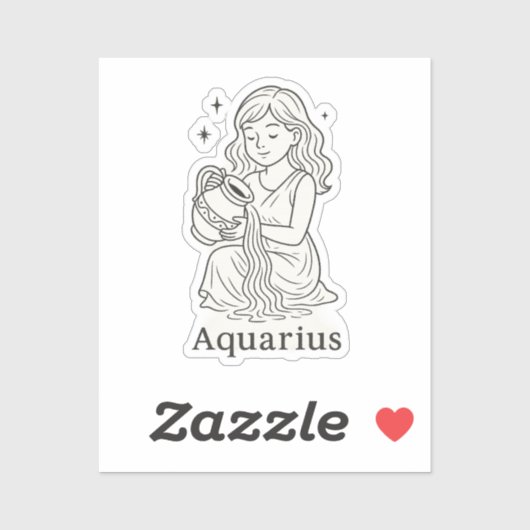 Aquarius Zodiac Woman Sticker シール (シート)
