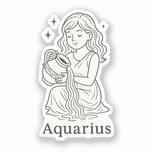 Aquarius Zodiac Woman Sticker シール (正面)