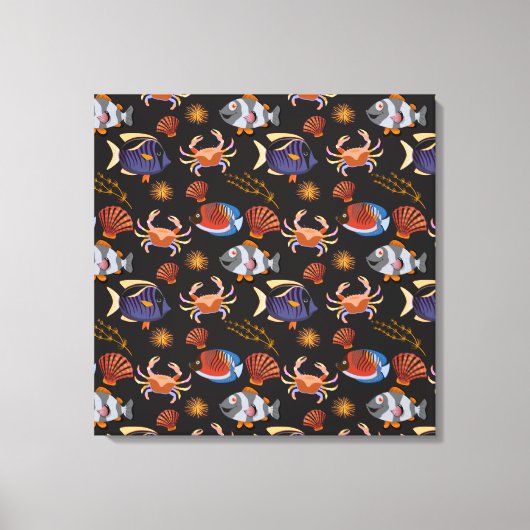Aquatic animals pattern | ocean underwater life 11 キャンバスプリント (正面)