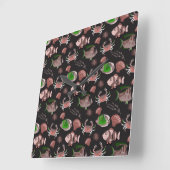 Aquatic animals pattern | ocean underwater life 12 スクエア壁時計 (傾斜)