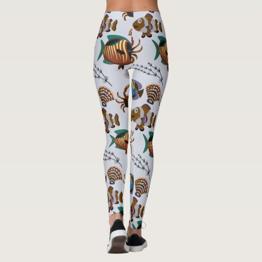 Aquatic animals pattern | ocean underwater life 14 レギンス (裏面)