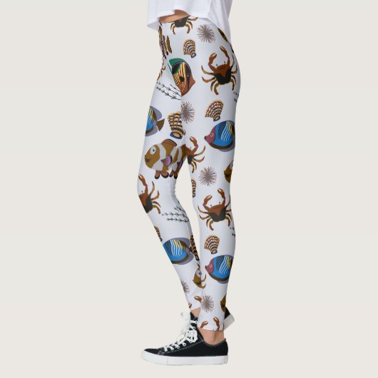 Aquatic animals pattern | ocean underwater life 14 レギンス (左)