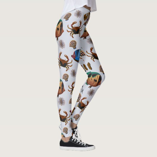 Aquatic animals pattern | ocean underwater life 14 レギンス (右)