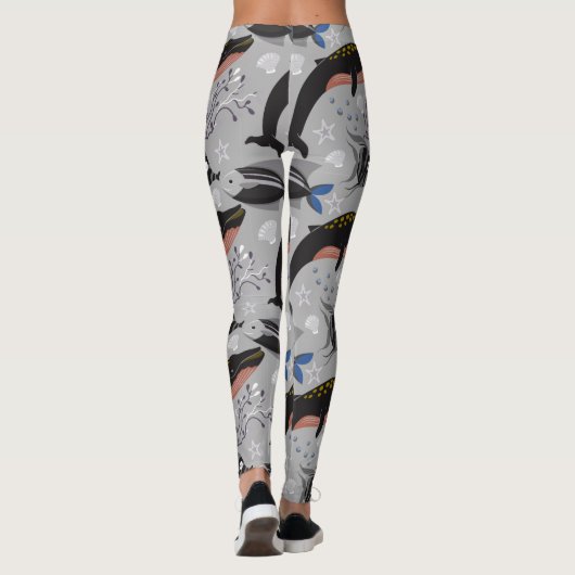 Aquatic animals pattern | ocean underwater life 23 レギンス (裏面)