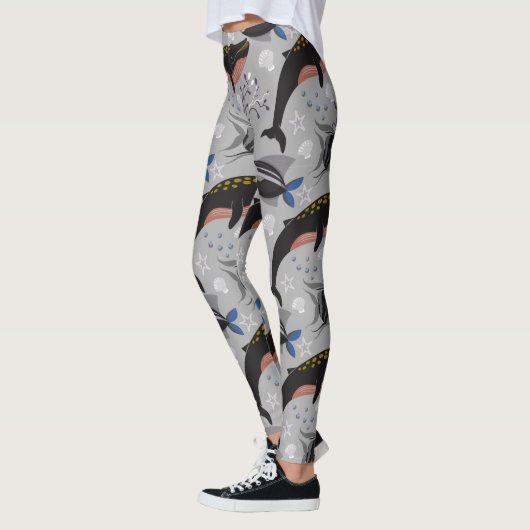 Aquatic animals pattern | ocean underwater life 23 レギンス (左)