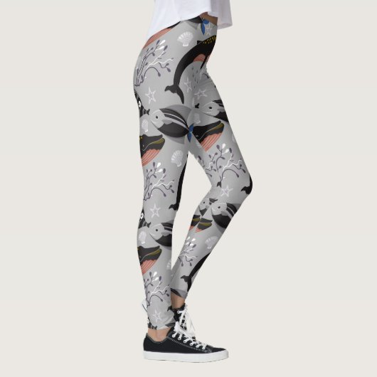 Aquatic animals pattern | ocean underwater life 23 レギンス (右)