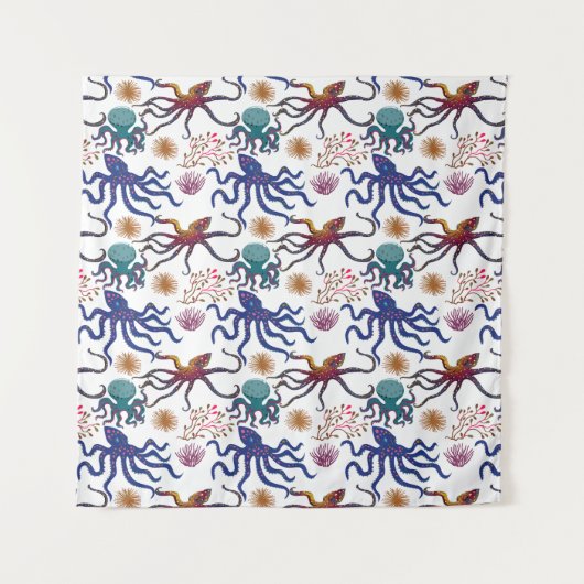 Aquatic animals pattern | ocean underwater life 27 タペストリー (正面)