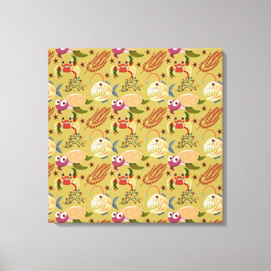 Aquatic animals pattern | ocean underwater life 31 キャンバスプリント (正面)