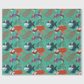 Aquatic animals pattern | ocean underwater life 33 ラッピングペーパー (フラット)