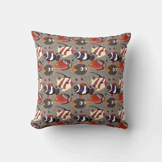 Aquatic animals pattern | ocean underwater life 41 クッション (正面)