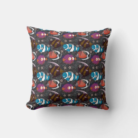 Aquatic animals pattern | ocean underwater life 43 クッション (正面)
