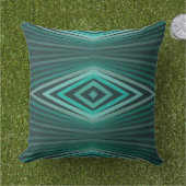 Aquatic Colors In Angled Watercolor Paint Stripes アウトドアクッション (芝生)