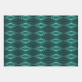 Aquatic Colors In Angled Watercolor Paint Stripes ラッピングペーパーシート (正面)