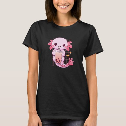 Aquatic Creature Drinking Boba Tea Kawaii Cute Fun Tシャツ (正面)