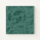 Aquatic Fish Stencil Art Teal Bokeh Pattern ノートブック (裏面)