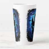 Aquaticat - Surreal Catの深い海ファンタジー カフェラテマグ (正面)