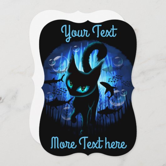 Aquaticat - Surreal Catの深い海ファンタジー カード (正面/裏面)