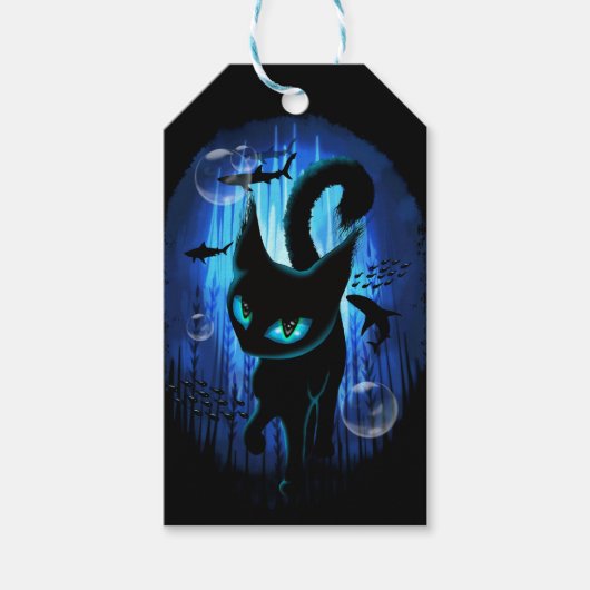 Aquaticat - Surreal Catの深い海ファンタジー ギフトタグ (正面)