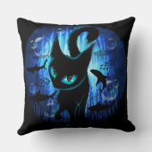 Aquaticat - Surreal Catの深い海ファンタジー クッション (裏面)