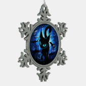 Aquaticat - Surreal Catの深い海ファンタジー スノーフレークピューターオーナメント (左)