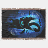 Aquaticat - Surreal Catの深い海ファンタジー スローブランケット (正面)