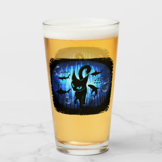 Aquaticat - Surreal Catの深い海ファンタジー タンブラーグラス (ドリンク正面)