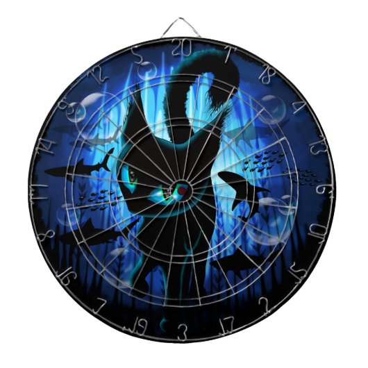 Aquaticat - Surreal Catの深い海ファンタジー ダーツボード (正面)
