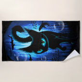 Aquaticat - Surreal Catの深い海ファンタジー ビーチタオル (正面)