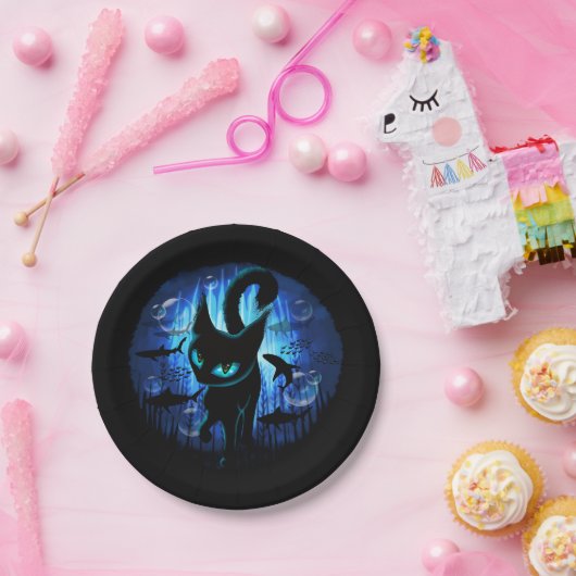 Aquaticat - Surreal Catの深い海ファンタジー ペーパープレート (パーティー)