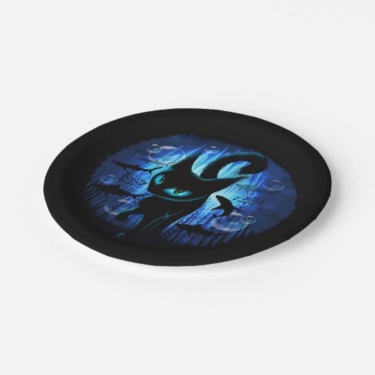 Aquaticat - Surreal Catの深い海ファンタジー ペーパープレート (アングル)