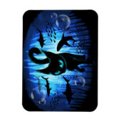 Aquaticat - Surreal Catの深い海ファンタジー マグネット (縦)