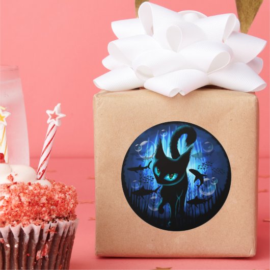 Aquaticat - Surreal Catの深い海ファンタジー ラウンドシール (パーティー)