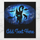 Aquaticat - Surreal Catの深い海ファンタジー ワインラベル (シングルラベル)