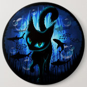 Aquaticat - Surreal Catの深い海ファンタジー 缶バッジ (正面)