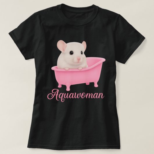 Aquawoman Gerbil in a Pink Bathtub | Kawaii Rodent Tシャツ (デザイン正面)