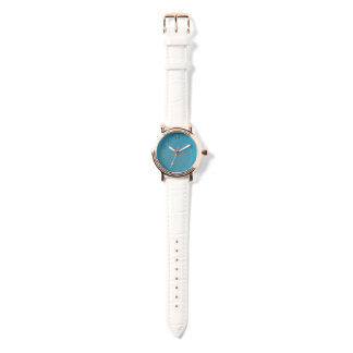Aqueous Rose Gold White Leather Watch 腕時計