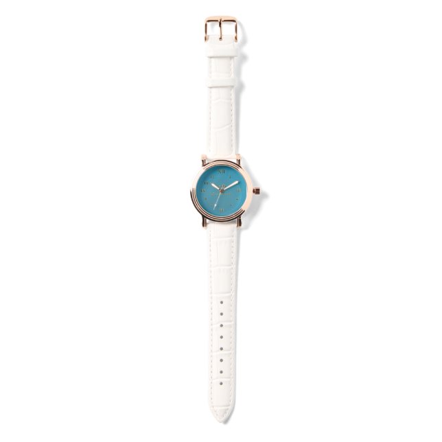 Aqueous Rose Gold White Leather Watch 腕時計 (ストラップ)