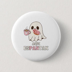 Aqui Espantan - おもしろスペイン語のハロウィン・メキシコのお菓子 缶バッジ