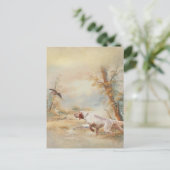 Arの森にイングリッシュセッターを持つウッドコック狩り シーズンポストカード (スタンド正面)