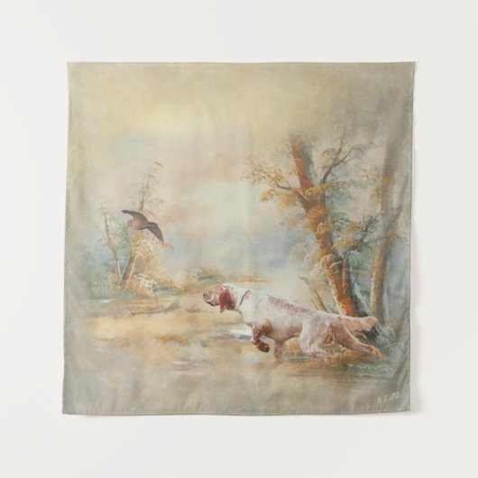 Arの森にイングリッシュセッターを持つウッドコック狩り タペストリー (正面)