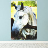 *~* ARウマ科の22白馬フェンス越え キャンバスプリント (インサイチュ (ウッドフロア))