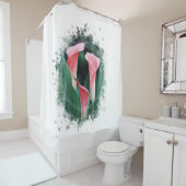 *~* AR12フローラカラリ芸術的ーコーラルグリーン シャワーカーテン (インサイチュ)