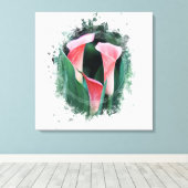 *~* AR12芸術的フローラカラリコーラルグリーン キャンバスプリント (インサイチュ (ウッドフロア))