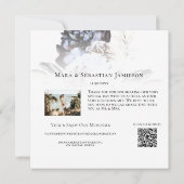 *～* AR15フローラ- QRフォトブルーアート結婚ズ サンキューカード (裏面)