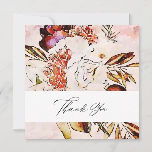 *～* AR15フローラ- QR写エレガント結婚アート真 サンキューカード (正面)