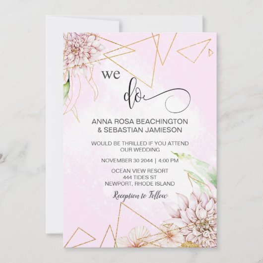 *～* AR15フローラRSVP QRのジオメトリ結婚ック 招待状 (正面)