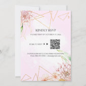 *～* AR15フローラRSVP QRのジオメトリ結婚ック 招待状 (裏面)